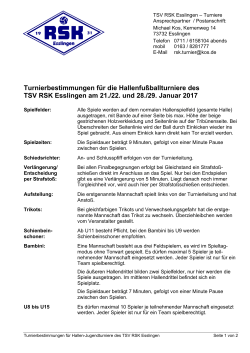 Turnierbestimmungen Hallenturnier TSV RSK Esslingen 2017
