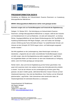 Presseinfo - Baden-Württembergischer Industrie