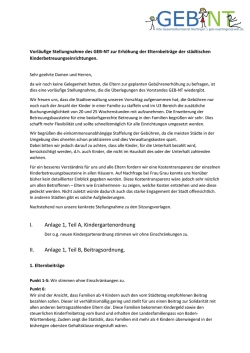 I. Anlage 1, Teil A, Kindergartenordnung II. Anlage 1, Teil B