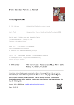 Jahresprogramm 2016 - Br&uuml;der-Sch&ouml;nfeld
