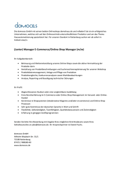 (Junior) Manager E-Commerce/Online-Shop