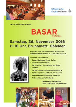 BASAR Samstag, 26. November 2016 11–16 Uhr