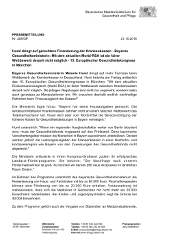 Huml dringt auf gerechtere Finanzierung der Krankenkassen