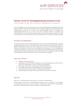 Partner für Strategieberatung Schweiz (m/w)