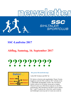 Newsletter SSC-Laufreise 2017