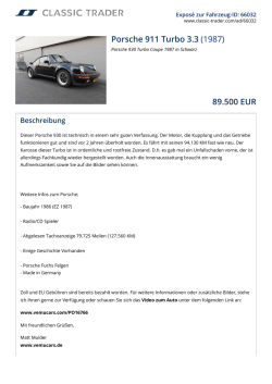 Porsche 911 Turbo 3.3 (1987) 89.500 EUR