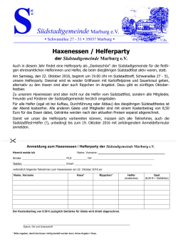 Anmeldung + Info Haxenessen/Helferparty am