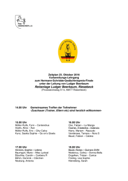 Zeitplan 23. Oktober 2016 - Hermann Schridde Stiftung