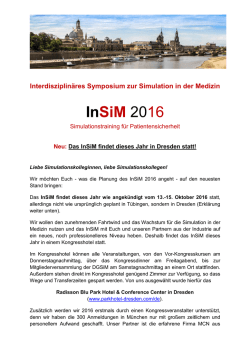 InSiM 2016 Vorab-Info