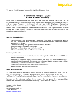 E-Commerce-Manager - (w/m) f&uuml;r den Standort Hamburg