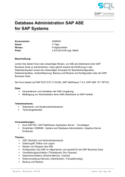 Database Administration SAP ASE for SAP Systems