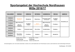 Sportangebot der Hochschule Nordhausen WiSe 2016/17