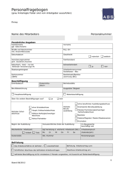 Vorlage Personalfragebogen SV
