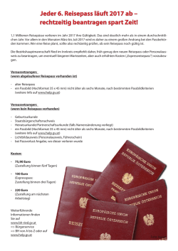 Jeder 6. Reisepass läuft 2017 ab – rechtzeitig beantragen spart Zeit!