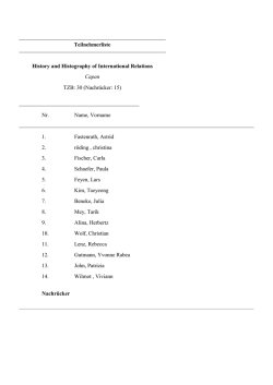 Teilnehmerliste History and Histography of International Relations