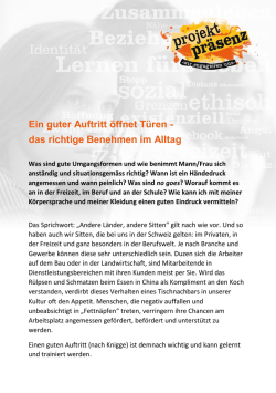 Ein guter Auftritt &ouml;ffnet T&uuml;ren - das richtige Benehmen im Alltag