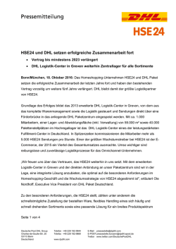 HSE24 und DHL setzen erfolgreiche Zusammenarbeit fort