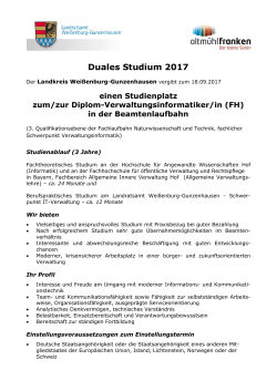 Studienplatz zum/zur Diplom-Verwaltungsinformatiker/in (FH)