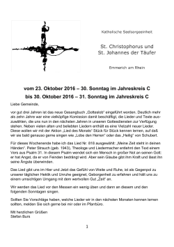 vom 09. Oktober 2016 - St. Christophorus/St. Johannes der Täufer