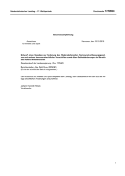 Nieders&auml;chsischer Landtag - 17. Wahlperiode Drucksache 17/6694