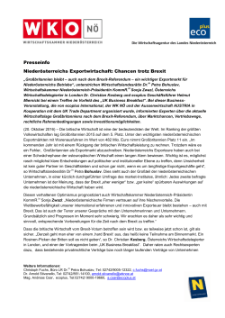 Presseinfo Niederösterreichs Exportwirtschaft: Chancen
