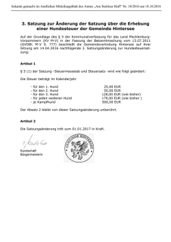 Hintersee, Hundesteuer, 3. &Auml;nd.