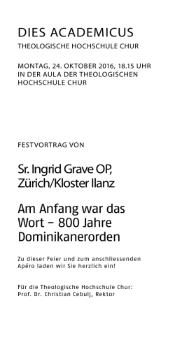 Sr. Ingrid Grave OP, Zürich/Kloster Ilanz Am Anfang war das Wort
