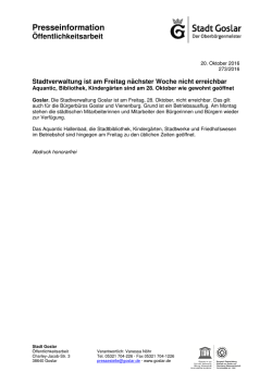 Stadtverwaltung am 28.10. nicht erreichbar