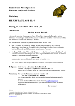 herbstanlass 2016 - Freunde der Alten Sprachen
