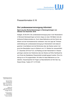 Presseinformation 9.16 - Landeswasserversorgung