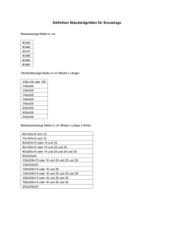 Definition Standardgrößen für Encasings
