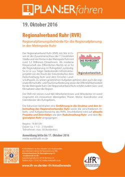 19. Oktober 2016 Regionalverband Ruhr (RVR)