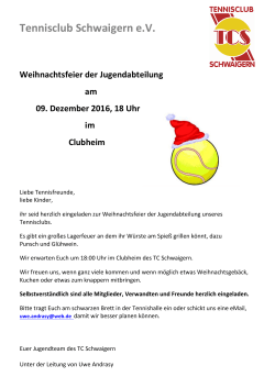 Tennisclub Schwaigern eV Weihnachtsfeier der Jugendabteilung
