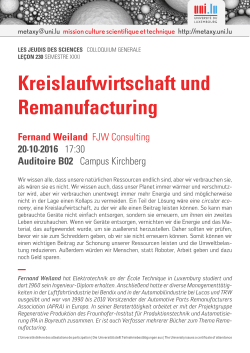 Fernand Weiland FJW Consulting 20·10·2016 17:30 Auditoire B02