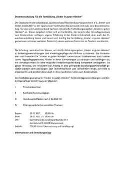 Dozentenschulung f&uuml;r die Fortbildung &bdquo;Kinder in guten H&auml;nden&ldquo; Der