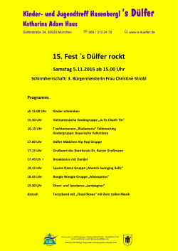 15. Fest `s Dülfer rockt Samstag 5.11.2016 ab 15.00 Uhr