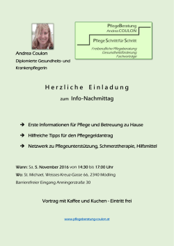 Info-Nachmittag Informationen f&uuml;r Pflege und