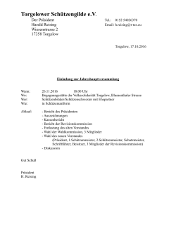 Inhalte der Vorstandsitzungen der Torgelower Schützengilde e
