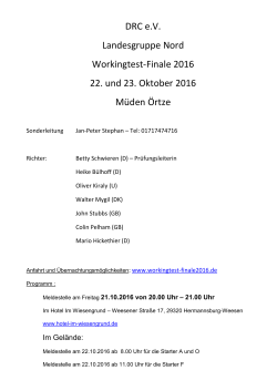 Zeitplan - Workingtest Finale 2016