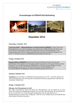 Veranstaltungen im Dezember 2016 - Das Kurhaus