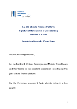 LU-EIB Climate Finance Platform Dear ladies and gentlemen, Let