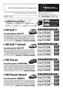 VW Golf 7 Variant VW Touran VW Golf 7 VW Passat Variant