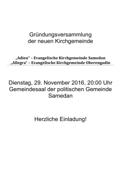 Gr&uuml;ndungsversammlung der neuen Kirchgemeinde Dienstag, 29
