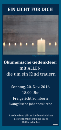 EIN LICHT F&Uuml;R DICH die um ein Kind trauern