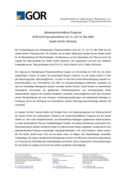 GOR-AG-Bericht 14.+15. Mai 2009 Betriebswirtschaftliche Prognose