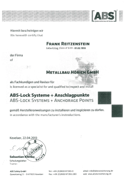 Zertifikat ABS - Metallbau Hörich GmbH