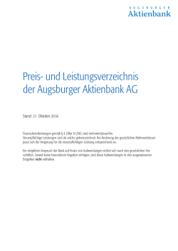 Preis- und Leistungsverzeichnis der Augsburger Aktienbank AG