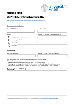 Nominierung UNIVIE International Award 2016