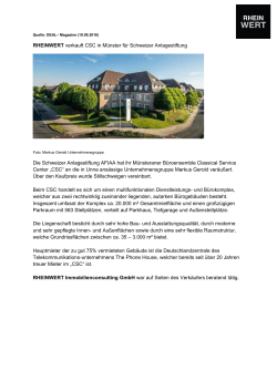 RHEINWERT verkauft CSC in Münster für Schweizer Anlagestiftung