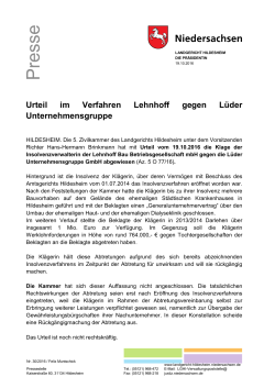 30-2016 Urteil im Verfahren Lehnhoff gg. Lüder Unternehmensgruppe